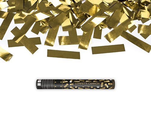 Gold metallic confetti cannon, 40 cm, 1 pc