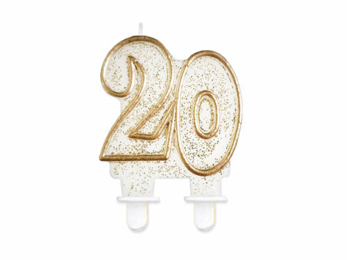 Gold numeral candle 20 - 1 pc