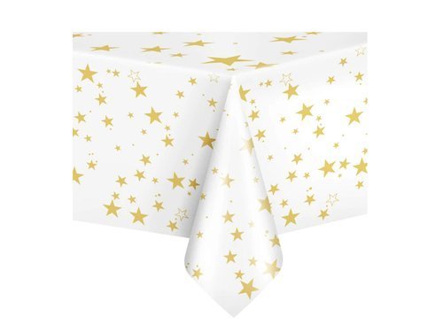 Gold stars tablecover - 137x274 cm - 1 pc