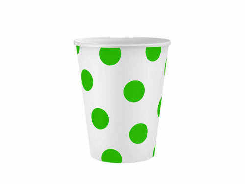 Green Paper Cups with Dots - 250 ml - 6 pcs