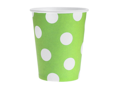 Green Paper Cups with Dots - 270 ml - 6 pcs