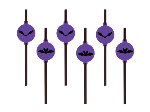 Halloween bat straws - 6 pcs