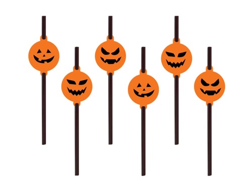 Halloween pumpkin straws - 6 pcs