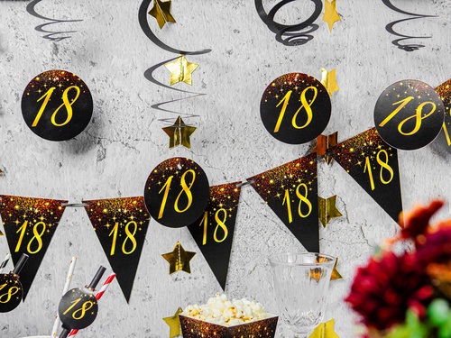 Happy 18th Birthday Swirl Hanging Decoration - 6 pcs.