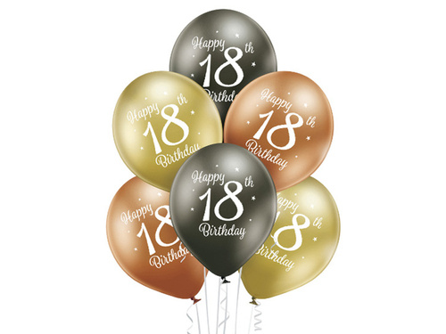 Happy 18th birthday pastel balloons - 12" - 6 pcs