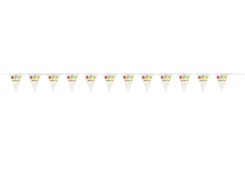 Happy Balloon Birthday Plastic Flag Banner