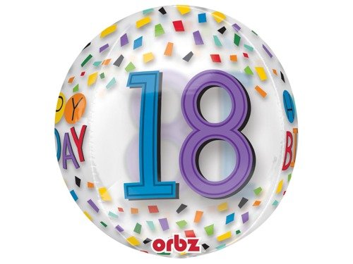 Happy Birthday 18 Orbz Foil Balloon - 40 cm