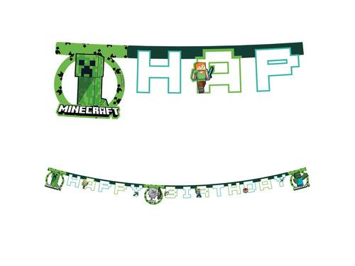 Happy Birthday Minecraft banner - 1 pc.