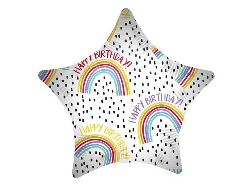 Happy Birthday Rainbow Star Foil Balloon - 46 cm - 1 pc