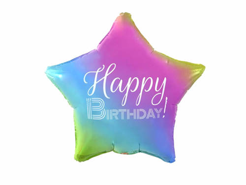 Happy Birthday Star Foil Balloon - 48 cm - 1 pc