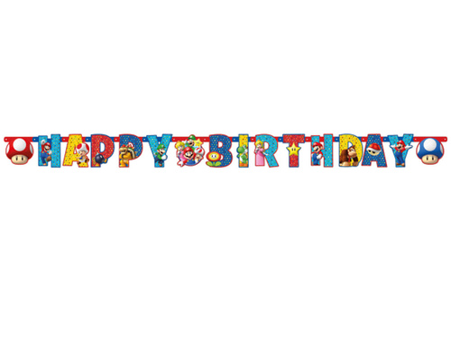 Happy Birthday Super Mario banner - 190 cm - 1 pcs.