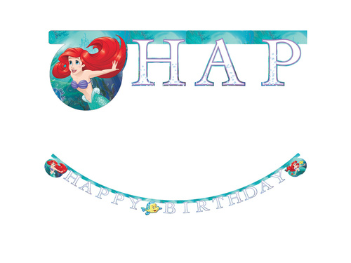 Happy Birthday banner Ariel Curious - 1 pc