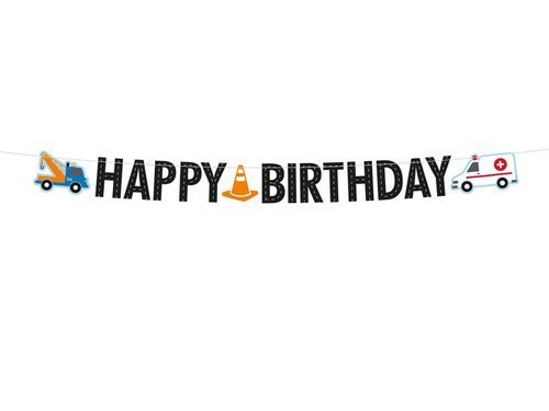 Happy Birthday banner On the Road - 180 cm - 1 pc