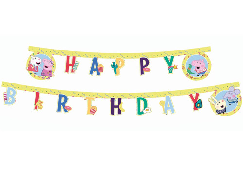 Happy Birthday banner Peppa Pig - 230 cm - 1 pc