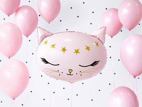 Happy Birthday foil balloons with cat - 48 cm