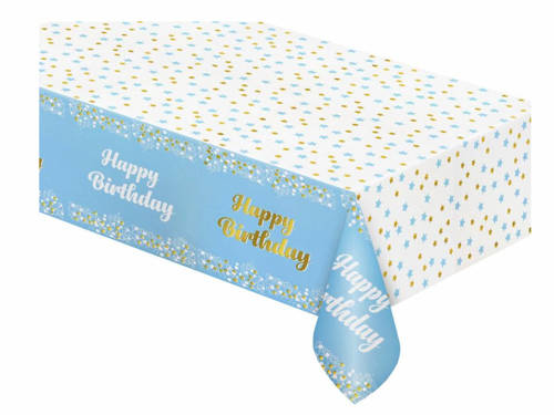 Happy Birthday tablecover blue - 137x183 cm - 1 pc