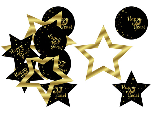 Happy New Year cutouts - 12 pcs