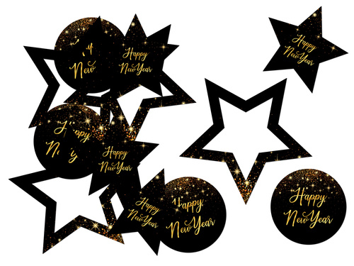 Happy New Year cutouts - 12 pcs