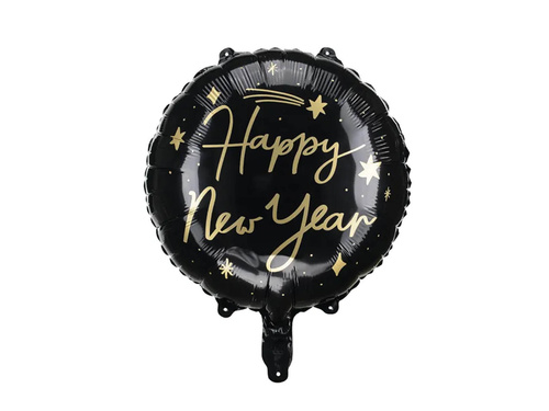 Happy New Year round foil balloon - 35 cm - 1 pc.