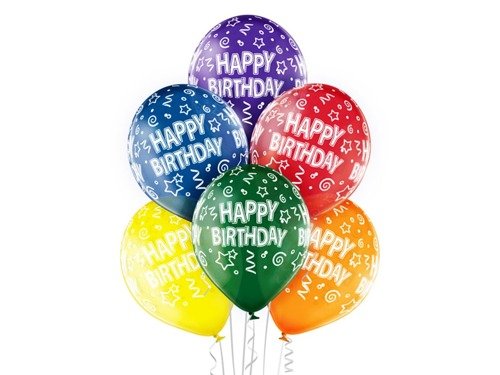 Happy birthday pastel balloons - 12" - 6 pcs