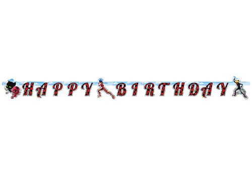 Hapy Birthday banner Miraculous - 1 pc