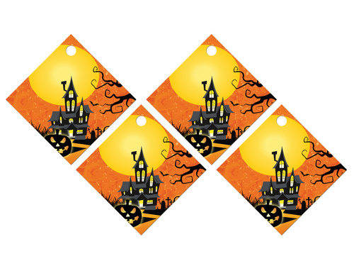 Haunted House bottle tags with ribbon - 12 pcs.