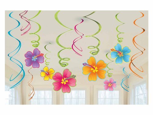 Hawaiian Value Pack Foil Swirls Decorations - 12 pc