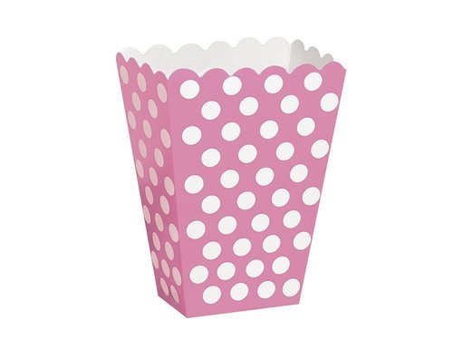 Hot pink dots treat boxes - 8 pcs