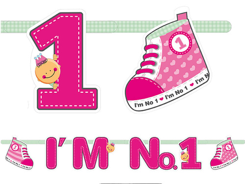 I'm No 1 pink birthday banner - 110 cm - 1 pc.