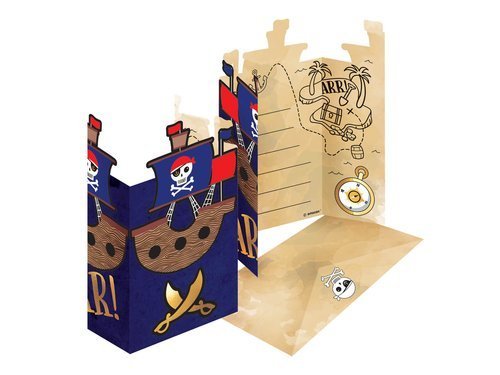 Invitation & Envelope Pirates Map - 8 pcs