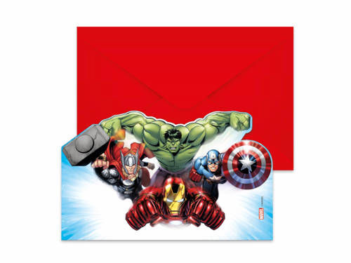 Invitation card & envelope Avengers - 6 pc