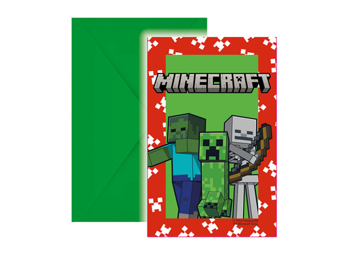 Invitation card & envelope Minecraft - 6 pc