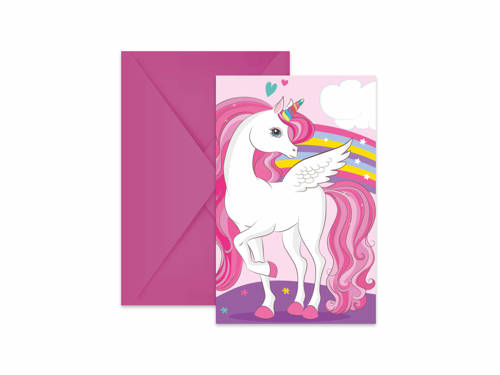 Invitation card & envelope Unicorn - 6 pc