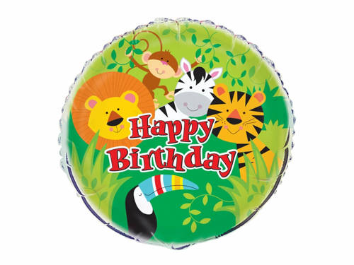 Jungle Happy Birthday Foil Balloon - 47 cm - 1 pc