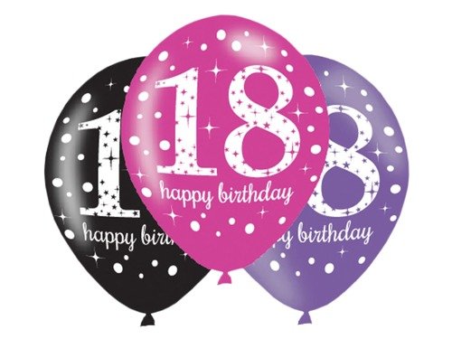 Latex Balloons Age 18 Pink Celebration 27.5cm - 6 pcs