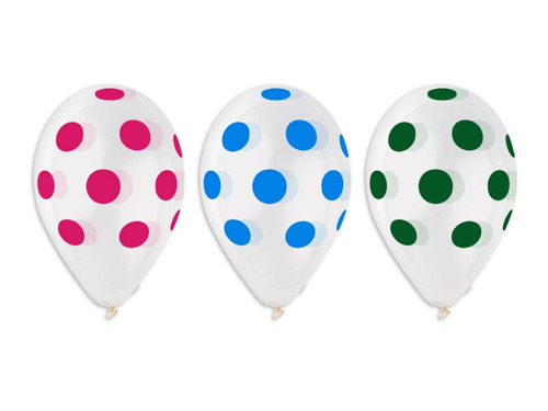 Latex balloons - multicolour dots - 33 cm - 5 pcs