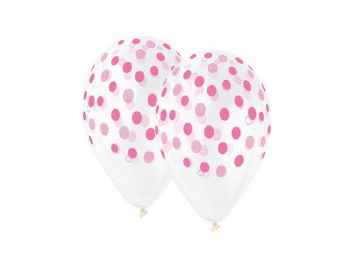 Latex balloons - pink dots - 30 cm - 5 pcs