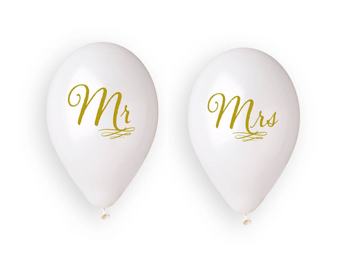 Latex balloons with Mr and Mrs wedding print - 33 cm - 4 pcs.