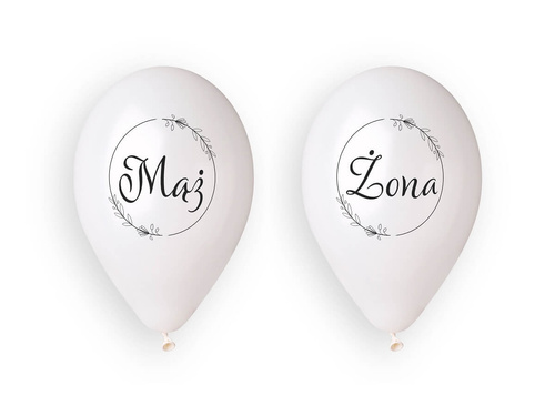 Latex balloons with wedding print Husband and Wife - 33 cm - 4 pcs.