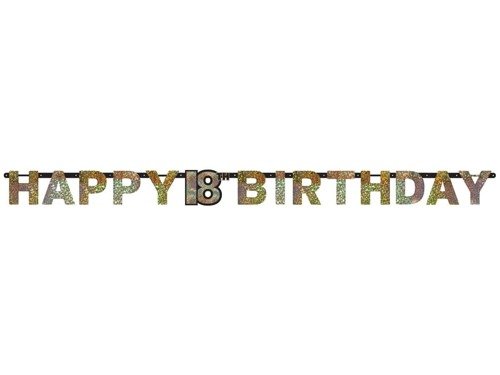 Letter Banner 18 Sparkling Celebration - Silver & Gold Prismatic - 240 cm - 1 pc