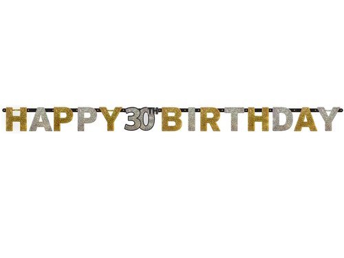 Letter Banner 30 Sparkling Celebration - Silver & Gold Prismatic - 240 cm - 1 pc