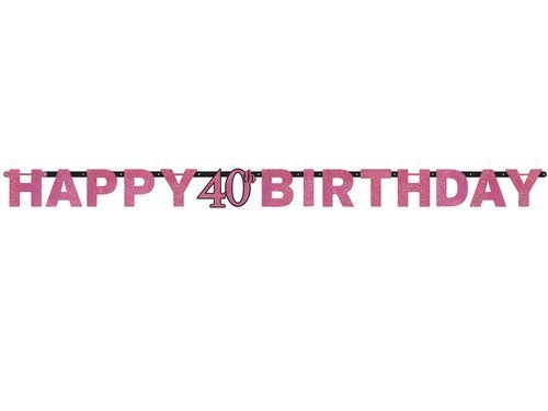 Letter Banner 40 Sparkling Celebration - Pink - 213 cm - 1 pc