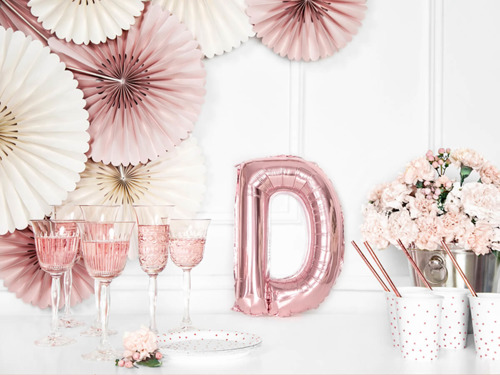 Letter "D" Rose Gold Foil Balloon - 35 cm - 1 pc