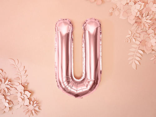 Letter "U" Rose Gold Foil Balloon - 35 cm - 1 pc