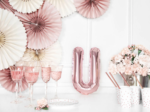 Letter "U" Rose Gold Foil Balloon - 35 cm - 1 pc