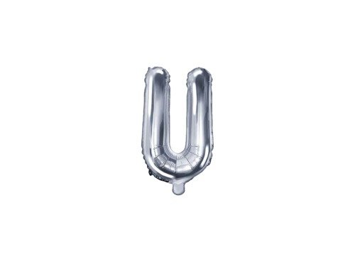 Letter "U" Silver Foil Balloon - 35 cm - 1 pc