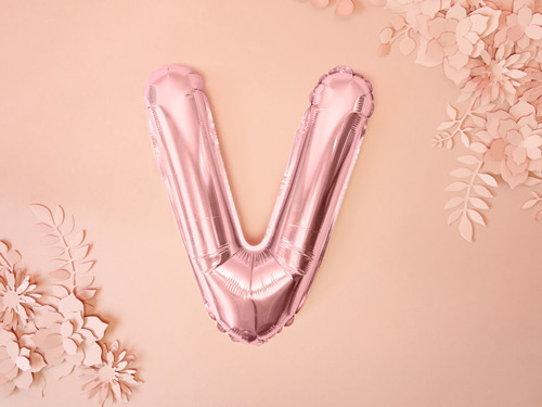 Letter "V" Rose Gold Foil Balloon - 35 cm - 1 pc