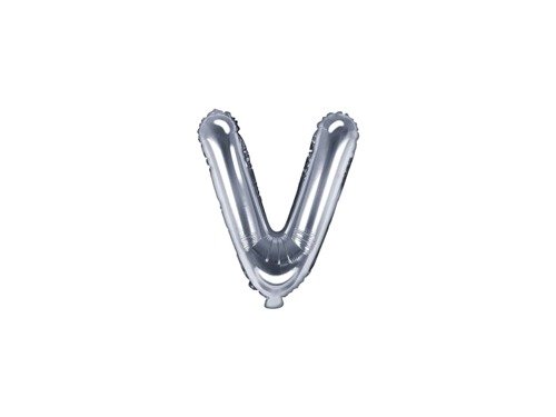 Letter "V" Silver Foil Balloon - 35 cm - 1 pc