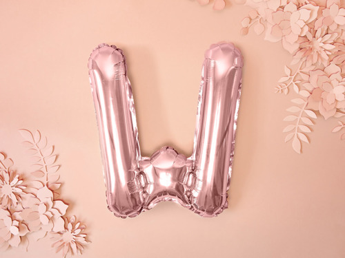 Letter "W" Rose Gold Foil Balloon - 35 cm - 1 pc