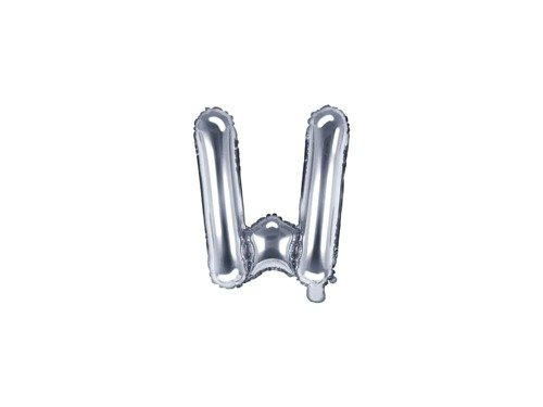 Letter "W" Silver Foil Balloon - 35 cm - 1 pc